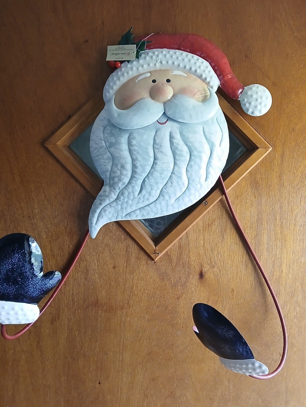 Metal Santa Wall Hanging - Red and White Holiday Décor